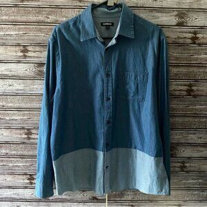 Express‎ Women's Chambray Long-Sleeved Button-Down Top Size L